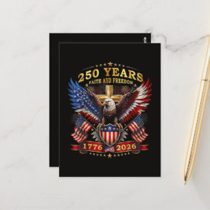 Glaube Freiheit 250 Jahre 1776 2026 Patriotischer Postkarte