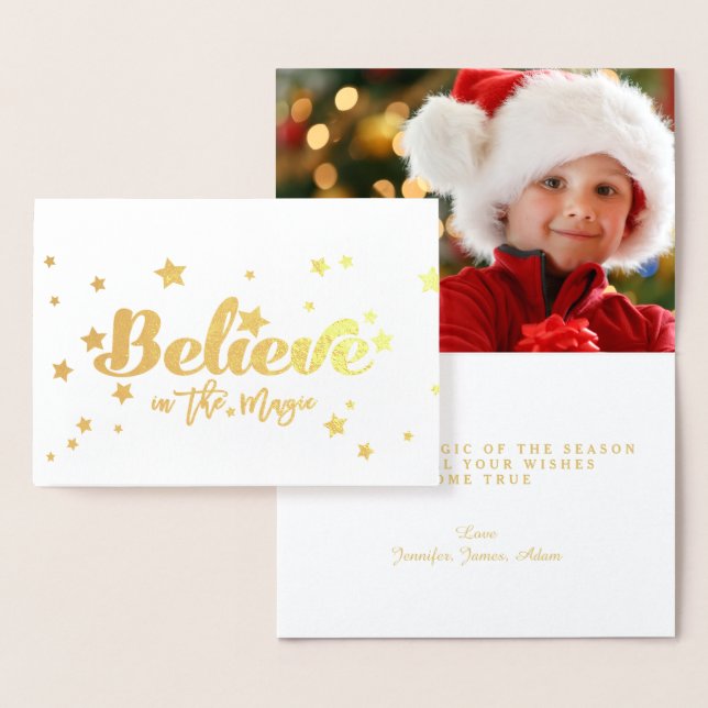 Glaube Gold Foil Weihnachtsfeiertag Foto Folienkarte (Anzeige)