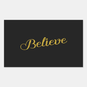 Glaube Gold Imitats Glitzer Metallisch Inspiration Rechteckiger Aufkleber