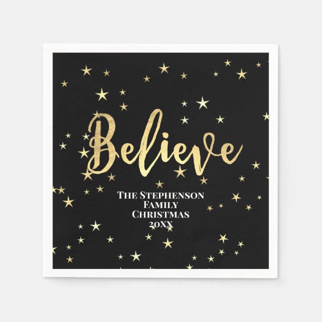 Glaube Gold Stars Weihnachten Serviette (Vorderseite)
