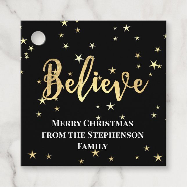 Glaube Gold Stars Weihnachtsgeschenk-Tag Geschenkanhänger (Vorderseite)