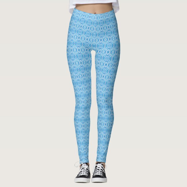 Glaube Hellblau Abstrakte Aquarellkunst Leggings (Vorderseite)