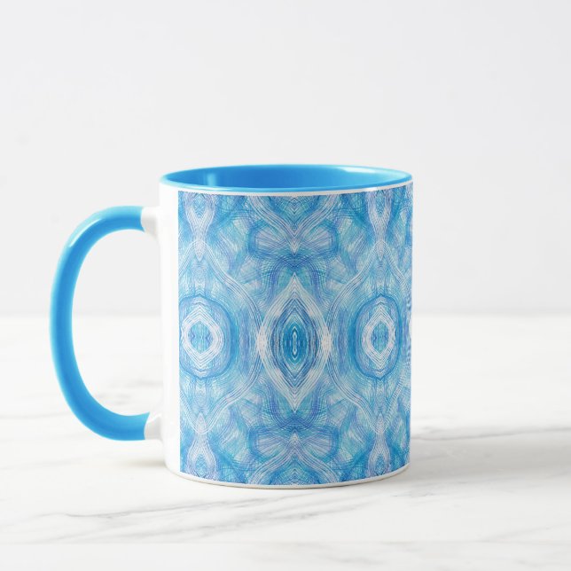 Glaube Hellblau Abstrakte Aquarellkunst Tasse (Links)