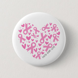 Glaube Hoffnung Brustkrebs Pinkes Band Bewusstsein Button
