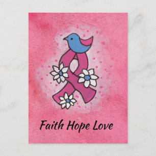Glaube Hoffnung Liebe Brustkrebs Rosa Band Gebet Postkarte