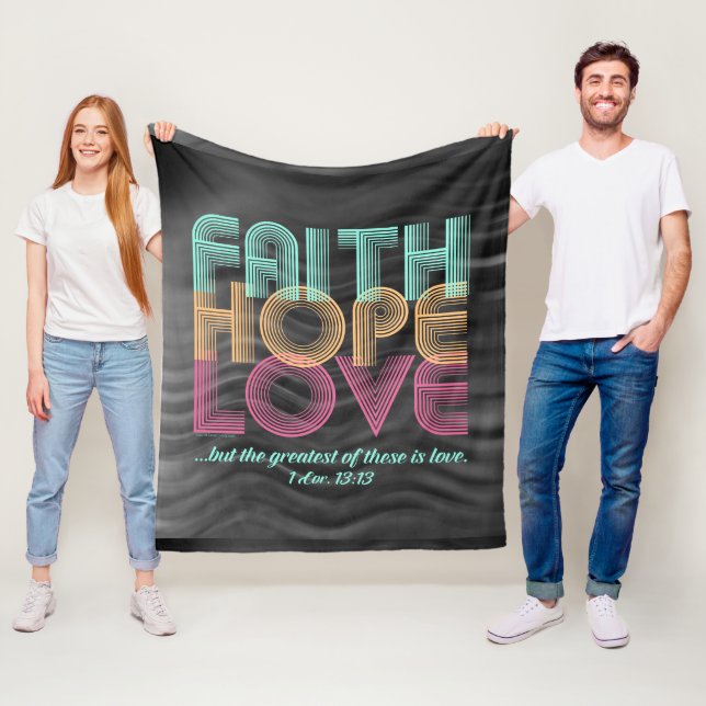 Glaube Hoffnung Liebe Christliche Bibel Verse Retr Fleecedecke (Beispiel)
