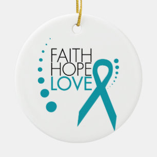 Glaube, Hoffnung, Liebe - Eierstockkrebs Keramik Ornament