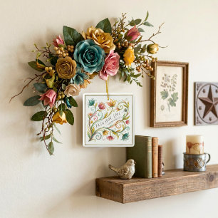 Glaube Hoffnung Liebe floral Keramikornament