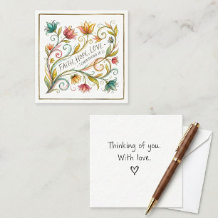 Glaube Hoffnung Liebe floral Mitteilungskarte