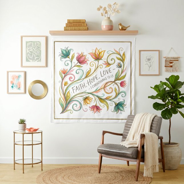 Glaube Hoffnung Liebe floral Wandteppich (Von Creator hochgeladen)