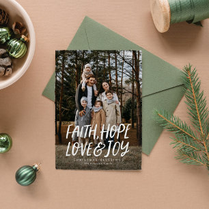 Glaube Hoffnung Liebe Freude religiöses Weihnachts Feiertagskarte