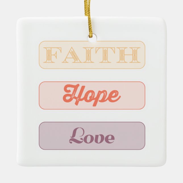 Glaube, Hoffnung, Liebe Keramikornament (Vorderseite)