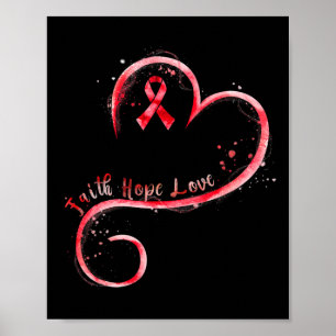 Glaube Hoffnung Liebe rotes Band Herzkrankheit Bew Poster