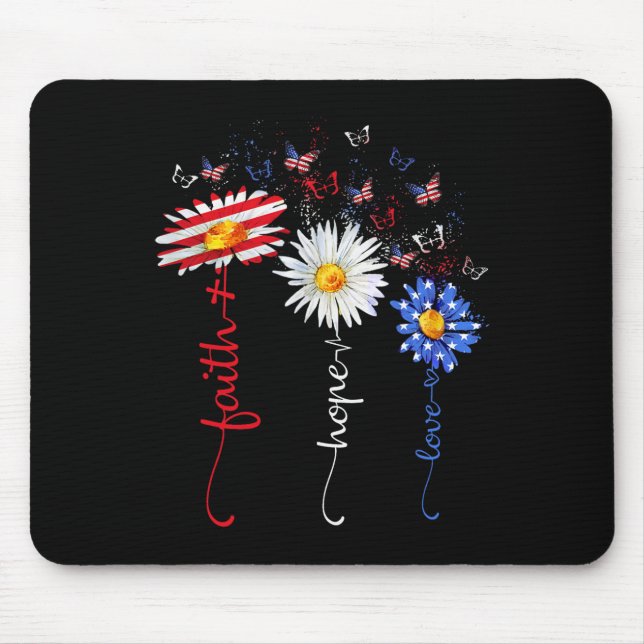 Glaube Hoffnung Liebe Schmetterling Gänseblümchen  Mousepad (Vorne)