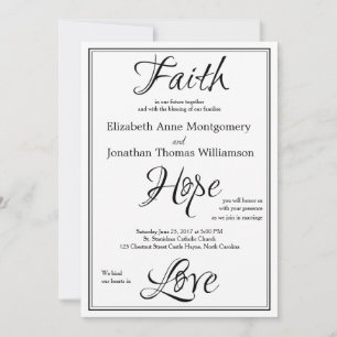 Glaube Hoffnung Liebe Schrift Hochzeits-Einladung Einladung