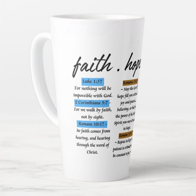 Glaube, Hoffnung, Liebe: Verse der Inspirationsbib Milchtasse (Linke Ecke)