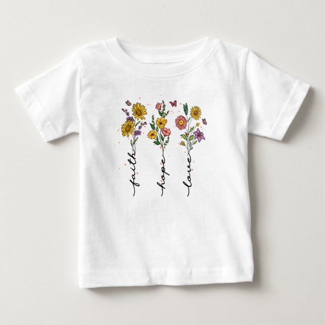Glaube, Hoffnung, Liebe - Vibrierendes florales In Baby T-shirt (Vorderseite)