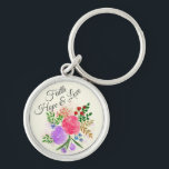 Glaube Hoffnung und Liebe Wasserfarben Schlüsselanhänger<br><div class="desc">Hübsches Blumenstrauß mit Glaube,  Liebe und hoffnungsvollem Text.</div>
