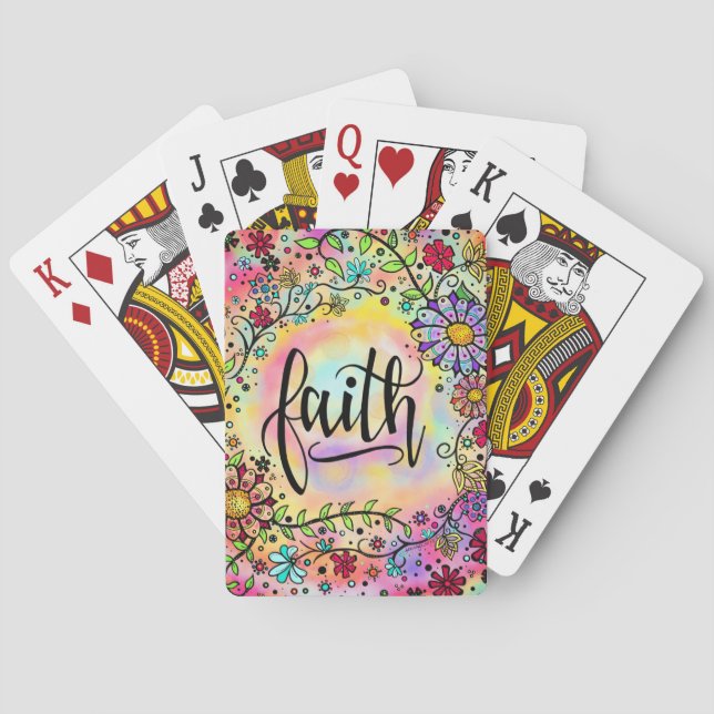 Glaube Hübsch florale Inspiration Religiöse Trendy Spielkarten (Rückseite)