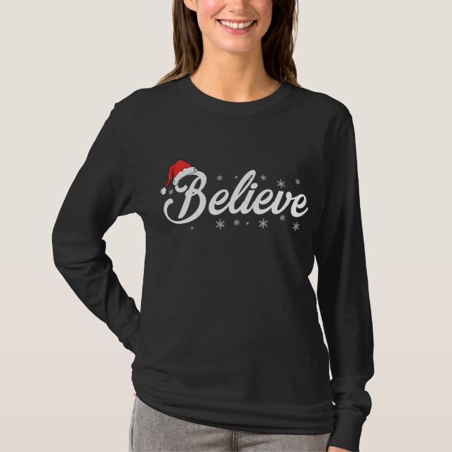 Glaube ich an Weihnachten im Weihnachtsmann  T-Shirt (Vorderseite)