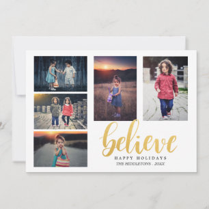 Glaube Imitate Gold Typografie Urlaub Fünf Fotos Feiertagskarte