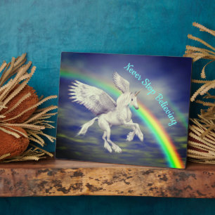 Glaube immer an das Fliegende Einhorn Inspirierend Fotoplatte