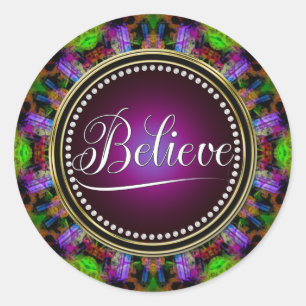 Glaube : Inspiriert : Green Lila Mandala Circle Runder Aufkleber