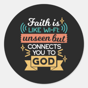 Glaube ist wie WiFi Lustiger christlicher Zitat-Ku Runder Aufkleber