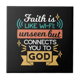 Glaube ist wie WLAN Lustiger christlicher Zitat-Ku Fliese