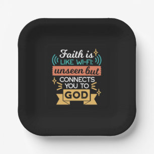 Glaube ist wie WLAN Lustiger christlicher Zitat-Ku Pappteller