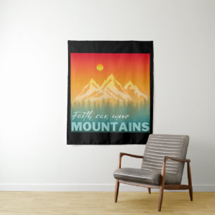 Glaube kann Berge versetzen Berg Natur Wandteppich