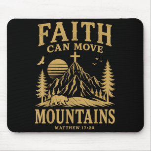 Glaube kann Berge versetzen Retro-Sonnenuntergang Mousepad