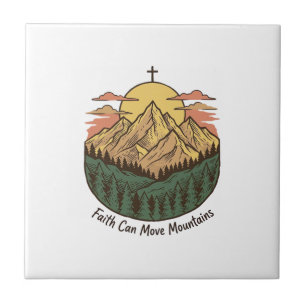 Glaube kann Berge versetzen Vintage-Mountains-Shir Fliese