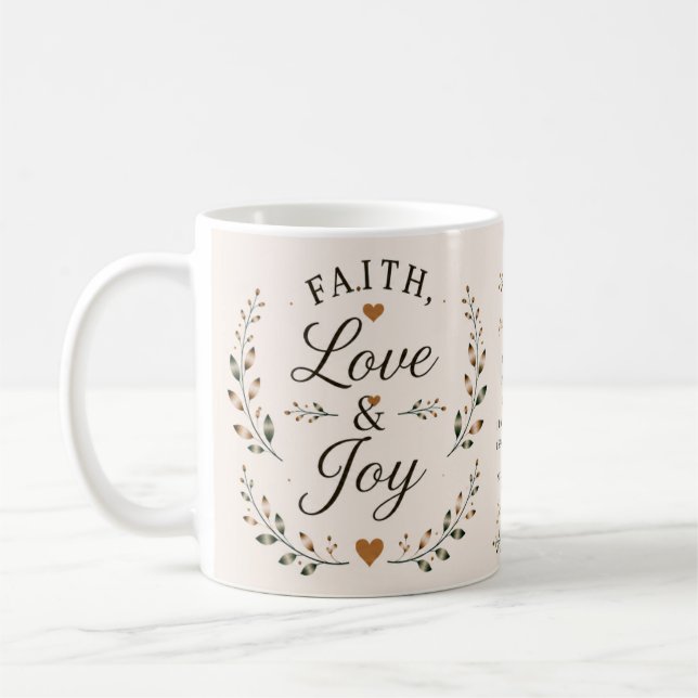 Glaube, Liebe & Freude | Glaube-basierter Kaffeebe Kaffeetasse (Links)