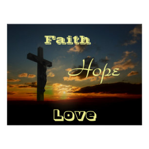 Glaube Liebe Kreuz Gebet Christentum Frieden Schic Poster