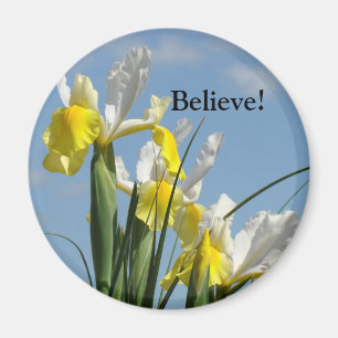 Glaube! Magnet Gelbe weiße Iris-Blume