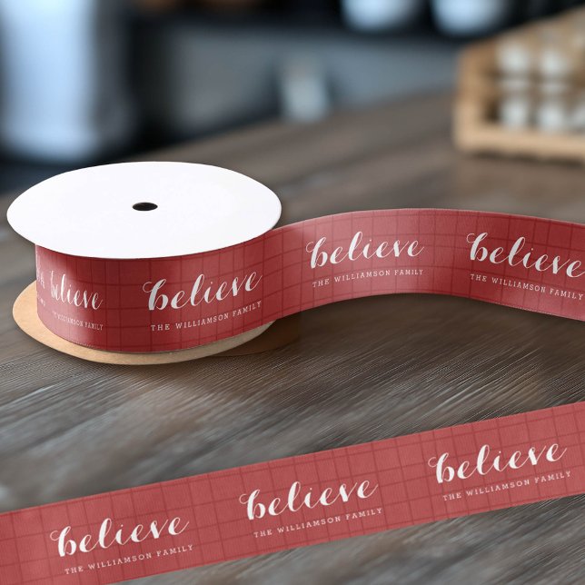 Glaube - Moderne frohe Weihnachten Rot Satinband (Custom Christmas Ribbon)