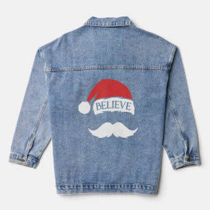 Glaube Mustache Weihnachtsmannmütze Cap Familie We Jeansjacke