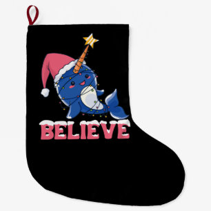 Glaube Narwhal Weihnachtsschneefieber-Lichter Großer Weihnachtsstrumpf