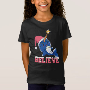Glaube Narwhal Weihnachtsschneefieber-Lichter T-Shirt