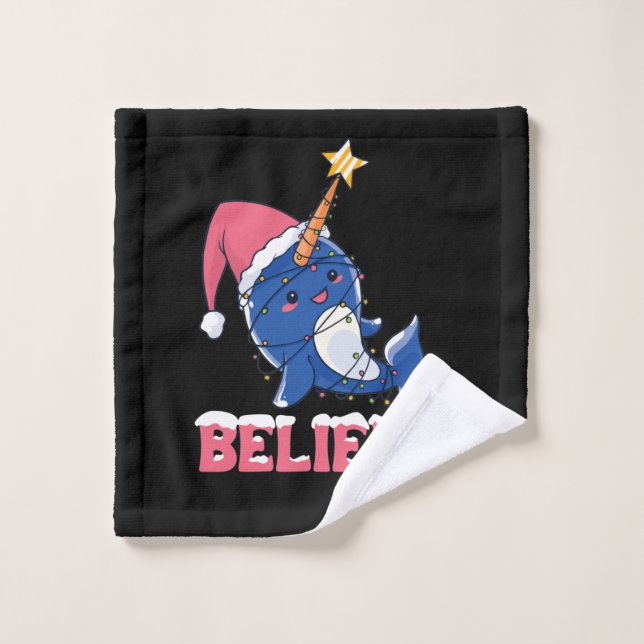 Glaube Narwhal Weihnachtsschneefieber-Lichter Waschlappen (Waschlappen)