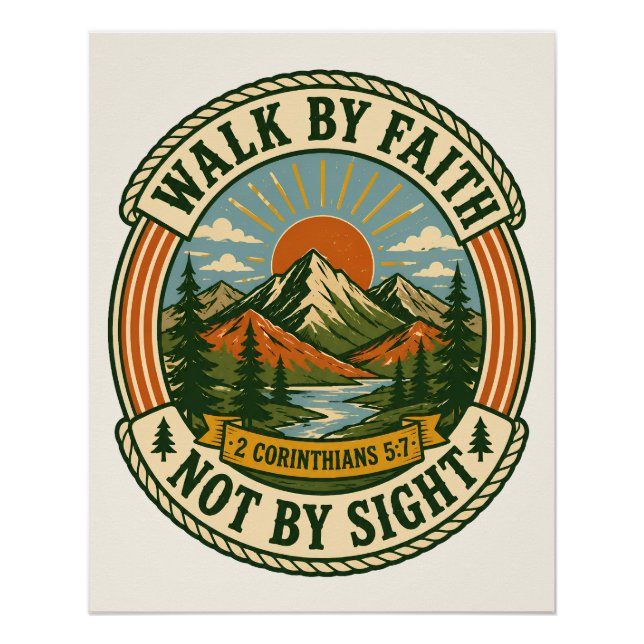 Glaube, nicht Sicht - Rustikale Bergwand Poster (Vorderseite)