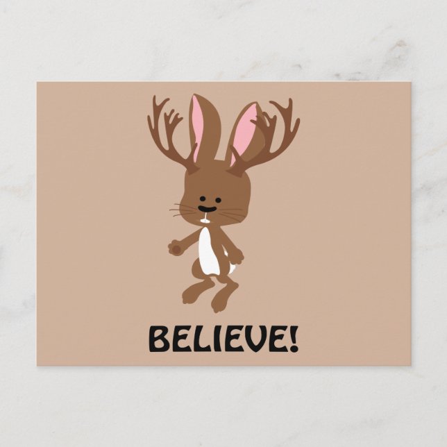 Glaube! Niedlich Jackalope Postkarte (Vorderseite)
