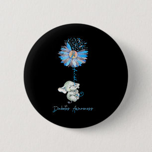 Glaube Niedliche Elefanten Sonnenblumen Diabetes B Button