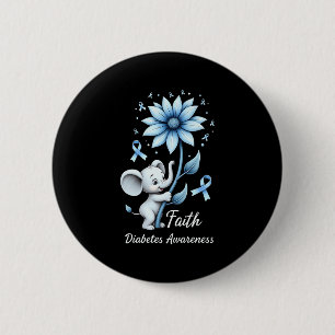 Glaube Niedliche Elefanten Sonnenblumen Diabetes B Button