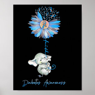 Glaube Niedliche Elefanten Sonnenblumen Diabetes B Poster