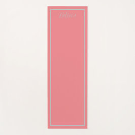 'Glaube' Phrase Coral Pink & Grau Border Yogamatte