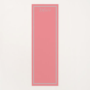 'Glaube' Phrase Coral Pink & Grau Border Yogamatte