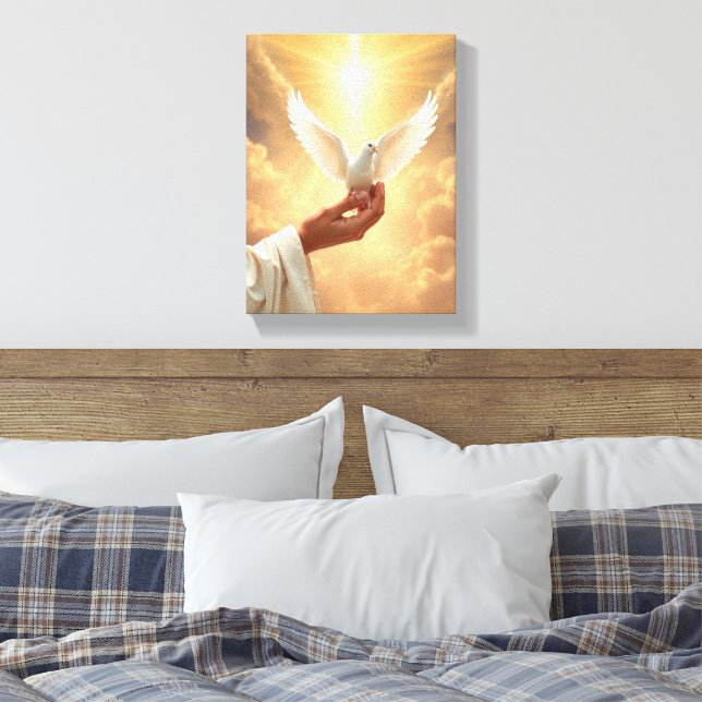 Glaube- Premium Wrapped Canvas (Glanz) Leinwanddruck (Insitu (Schlafzimmer))