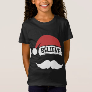 Glaube Quote Weihnachtsmannmütze Mustache Familie T-Shirt